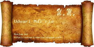Udvari Mária névjegykártya
