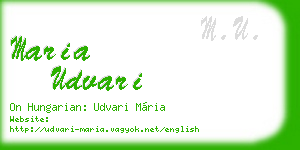 maria udvari business card
